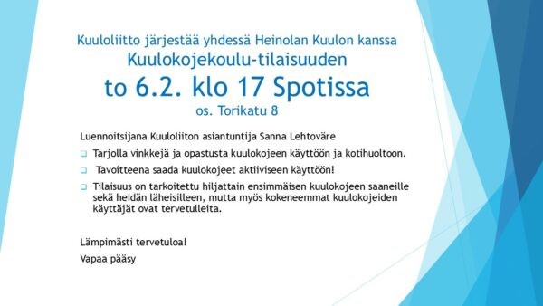 Kuulokojekoulu-tilaisuuden ohjelmalehtinen