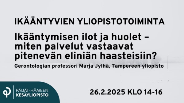 Ikääntyvien yliopiston verkkoluennon mainos