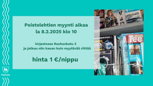 Kirjaston lehtien poistomyynti-ilmoitus